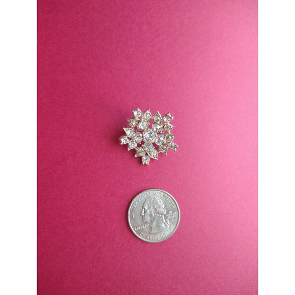 Bogoff Signed Rhinestone Brooch Silver Tone Star Snowflake - Picture 4 of 8